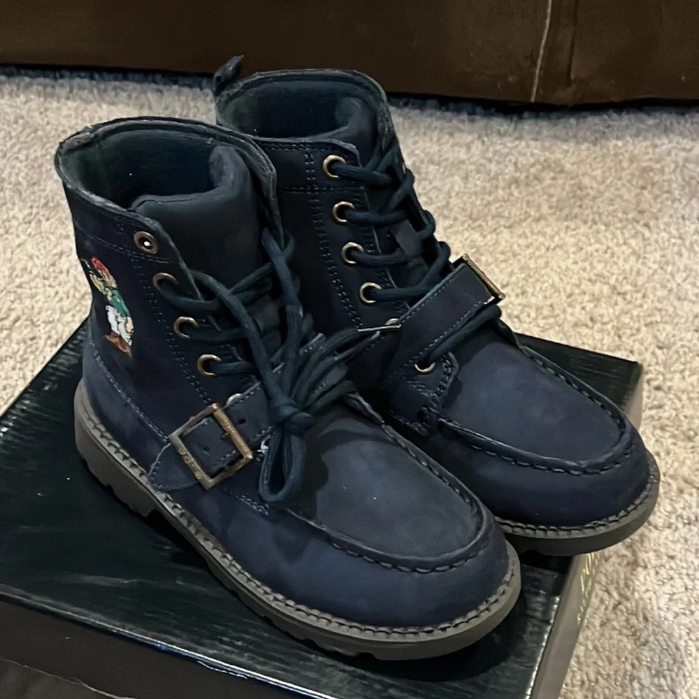 Polo Ralph Lauren Mallet Bear Ranger Hi Boots blue Boys Girls Toddlers Size 4